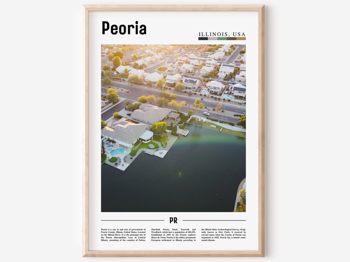 Peoria Print Peoria Poster Peoria Wall Art Minimal Travel Print Minimal City Poster Travel Destination City Print Oil Painting Poster