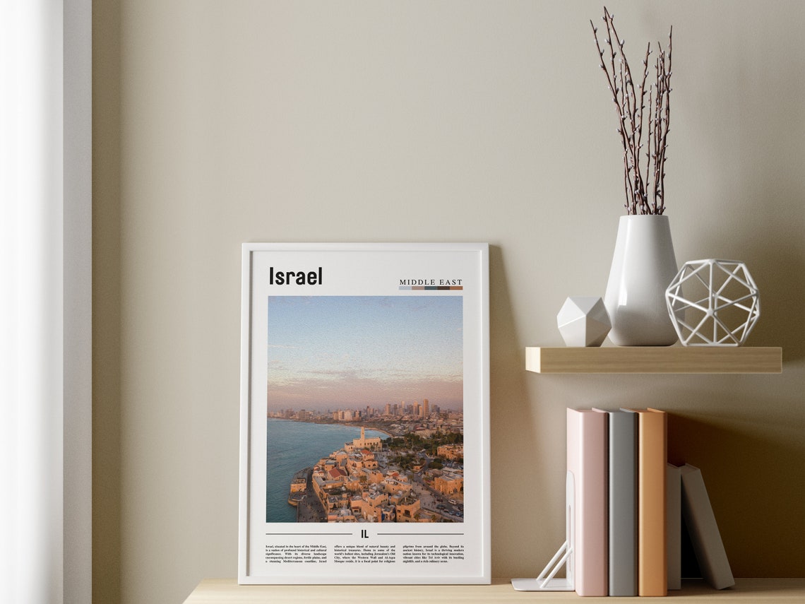Israel Poster Israel Print Israel Wall Art Minimal Travel Print Travel Destination Oil Painting Poster - Image 3