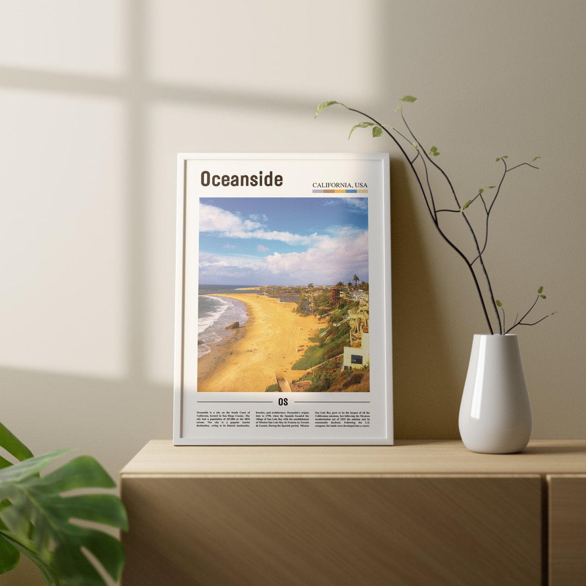 Oceanside Print Oceanside Poster Oceanside Wall Art Oil Painting Poster Colorful City Print City Artwork Travel Artwork Travel Wall Art - Image 2