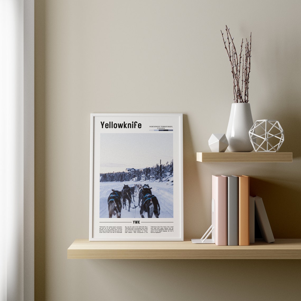 Yellowknife Print Yellowknife Poster Yellowknife Wall Art Minimal Travel Print Minimal City Poster Travel Oil Painting Poster - Image 2