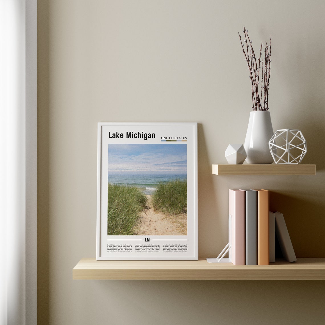 Lake Michigan Minimal Travel Art Print - Image 3