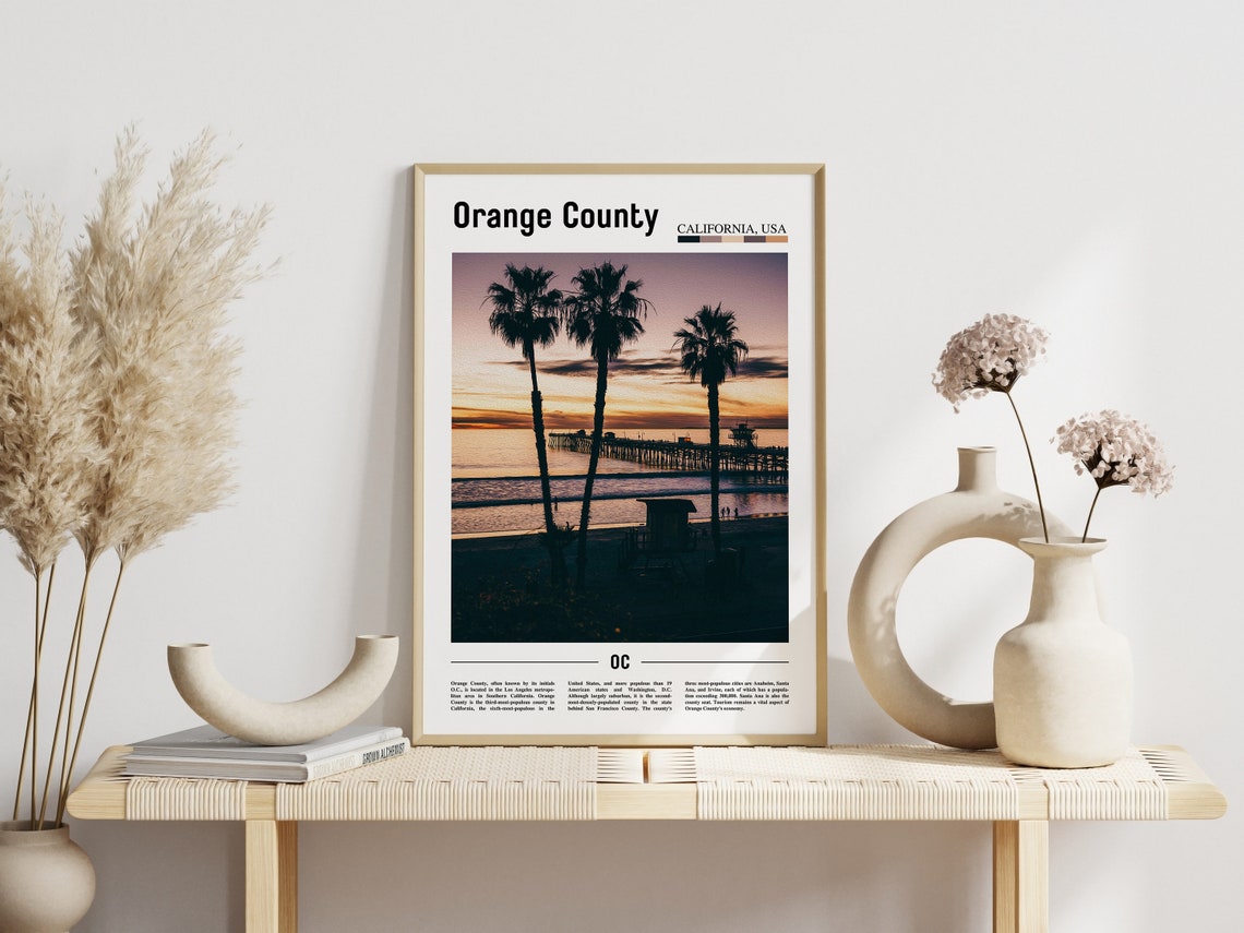 Orange County Print Orange County Poster Orange County Wall Art Minimal Travel Print Minimal Travel City Poster Oil Painting Poster - Image 5