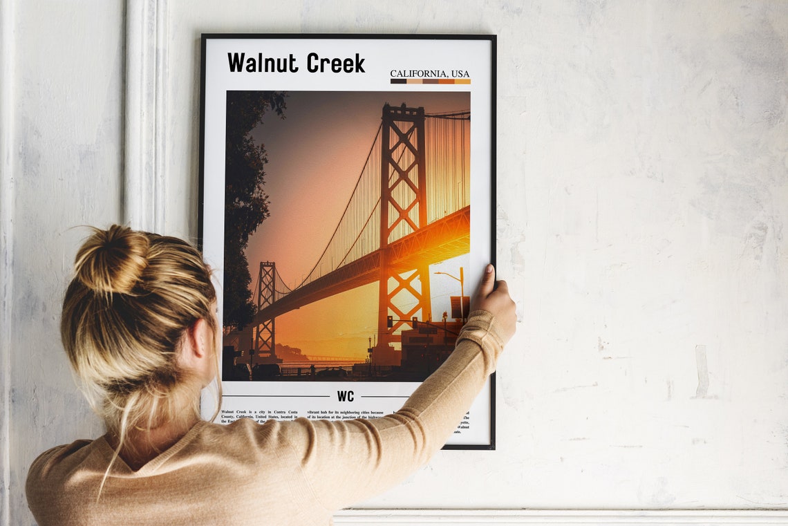 Walnut Creek Print Walnut Creek Poster Walnut Creek Wall Art Minimal Travel Print Minimal City Travel Poster Oil Painting Poster - Image 4