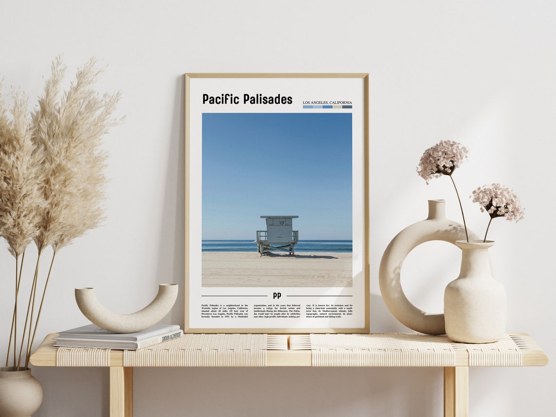 Pacific Palisades Print Pacific Palisades Poster Pacific Palisades Wall Art Minimal Travel Print Minimal City Poster Oil Painting Poster - Image 6