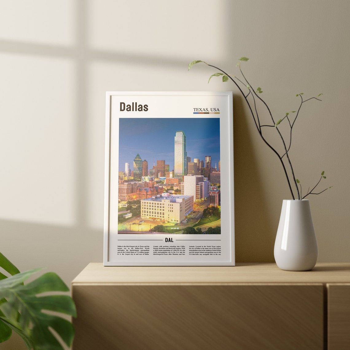 Dallas Print Dallas Poster Dallas Wall Art Oil Painting Poster Colorful City Print City Artwork Travel Artwork Travel Wall Art - Image 2