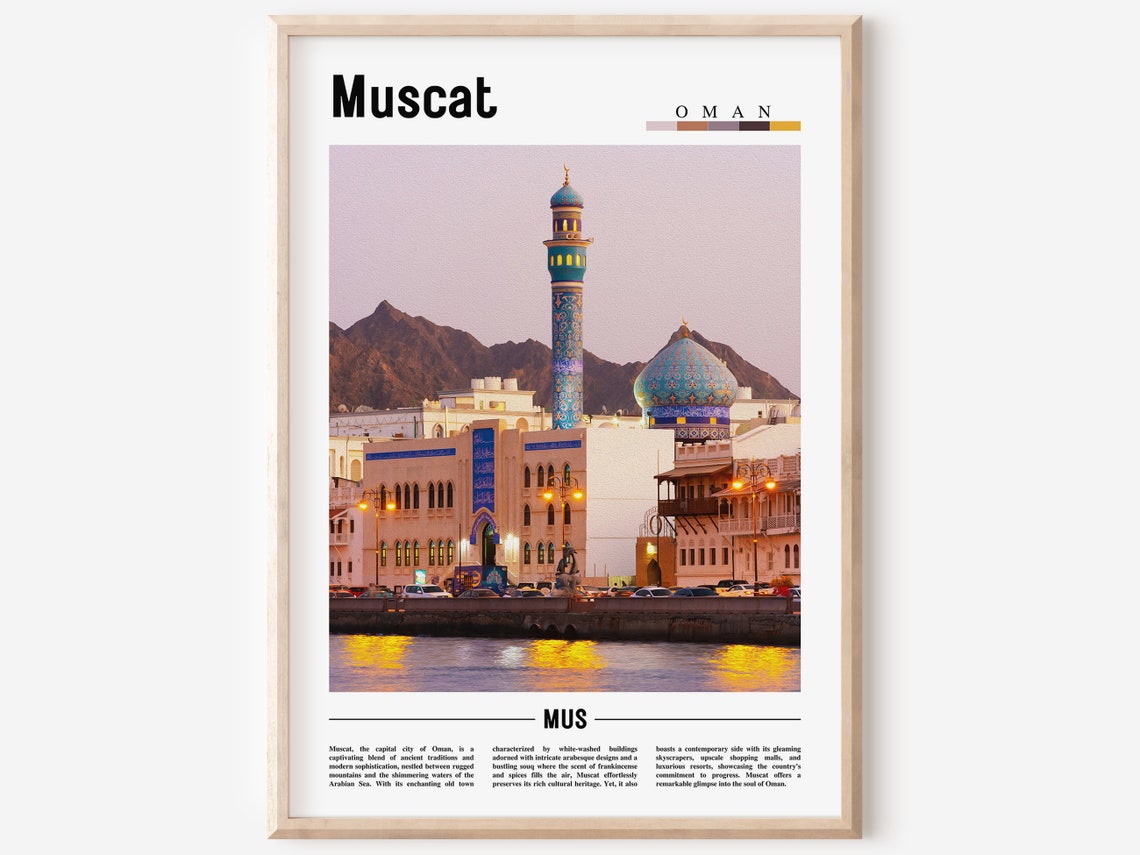 Muscat Poster Muscat Print Muscat Wall Art Minimal Travel Print Travel Destination Oil Painting Poster