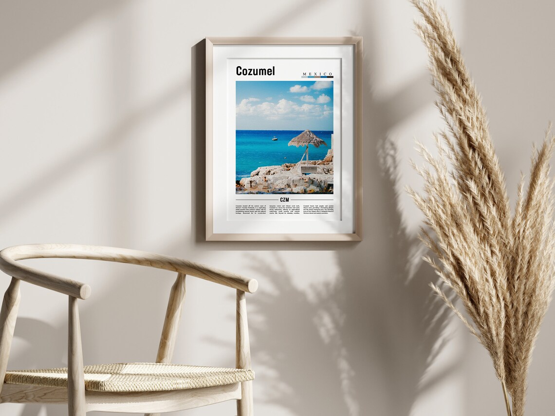 Cozumel Poster Cozumel Print Cozumel Wall Art Minimal Travel Print Travel Destination Oil Painting Poster - Image 2