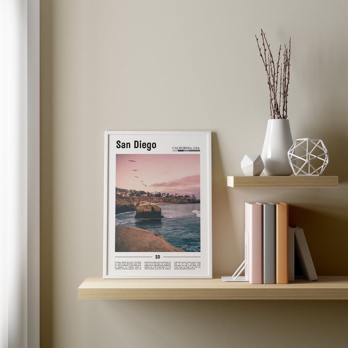 San Diego Print San Diego Poster San Diego Wall Art Minimal Travel Print Minimal City Poster Travel Destination Oil Painting Poster - Image 3