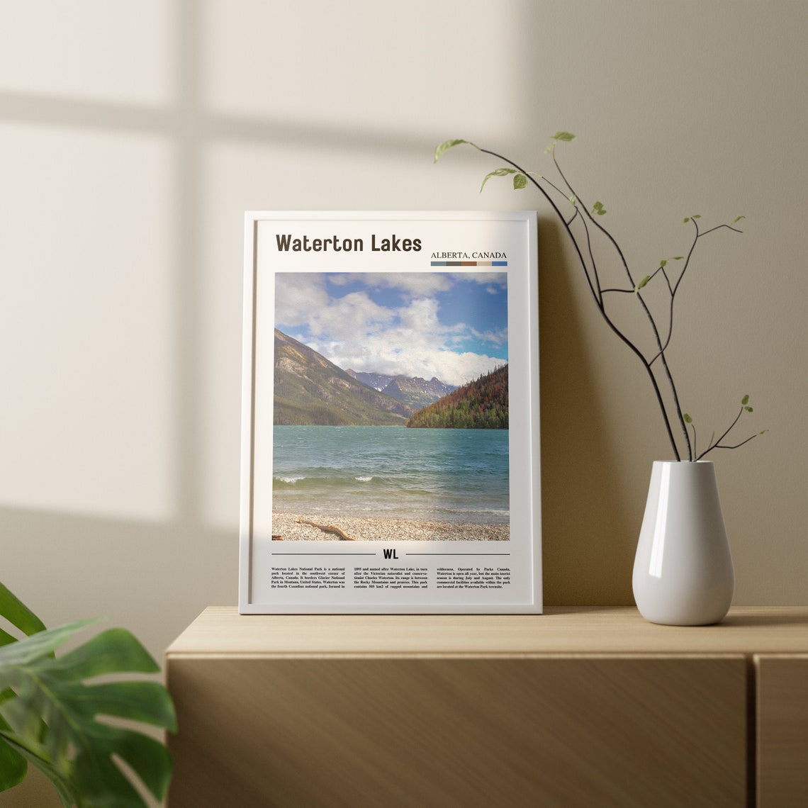 Waterton Lakes Print Waterton Lakes Poster Waterton Lakes Wall Art Oil Painting Poster City Artwork Travel Artwork Travel Wall Art - Image 2