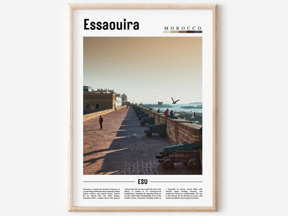 Essaouira Poster Essaouira Print Essaouira Wall Art Minimal Travel Print Travel Destination Oil Painting Poster