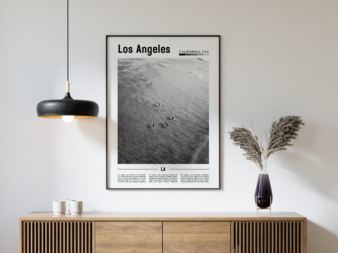 Los Angeles Poster Black And White Los Angeles Print Black And White Los Angeles Wall Art Minimal Travel Print Travel Poster - Image 4