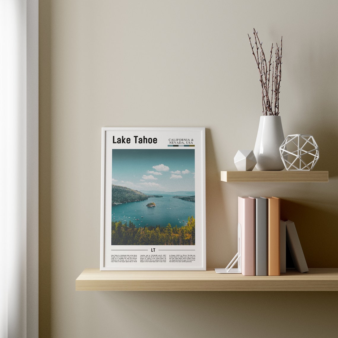 Lake Tahoe Print Lake Tahoe Poster Lake Tahoe Wall Art Minimal Travel Print Minimal City Poster Travel Destination Oil Painting Poster - Image 2