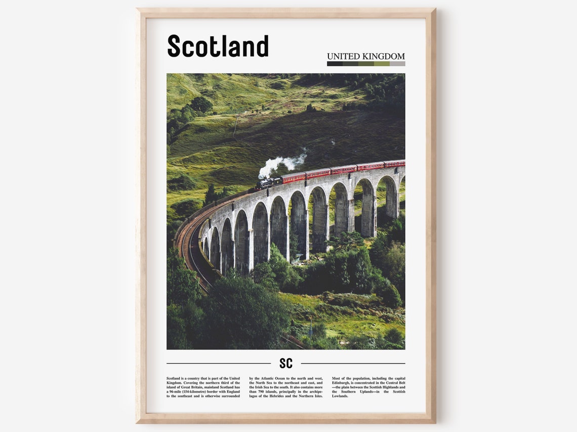 Scotland Print Scotland Poster Scotland Wall Art Minimal Travel Print Minimal City Poster Travel Destination Print Oil Painting Poster