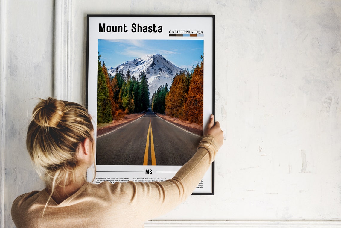 Mount Shasta Print Mount Shasta Poster Mount Shasta Wall Art Minimal Travel Print Minimal City Poster Destination Oil Painting Poster - Image 4