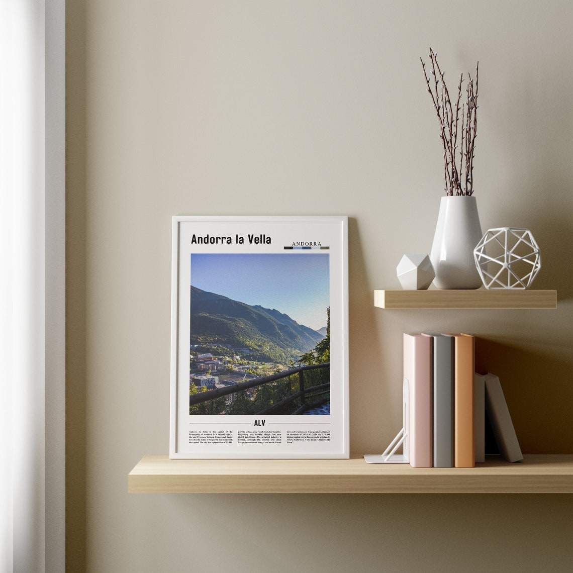 Andorra La Vella Print Andorra La Vella Poster Andorra La Vella Wall Art Minimal Travel Print Minimal City Poster Oil Painting Poster - Image 2