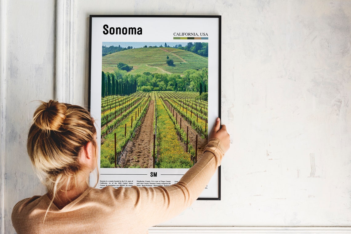 Sonoma Print Sonoma Poster Sonoma Wall Art Oil Painting Poster Colorful City Print City Artwork Travel Artwork Travel Wall Art - Image 5