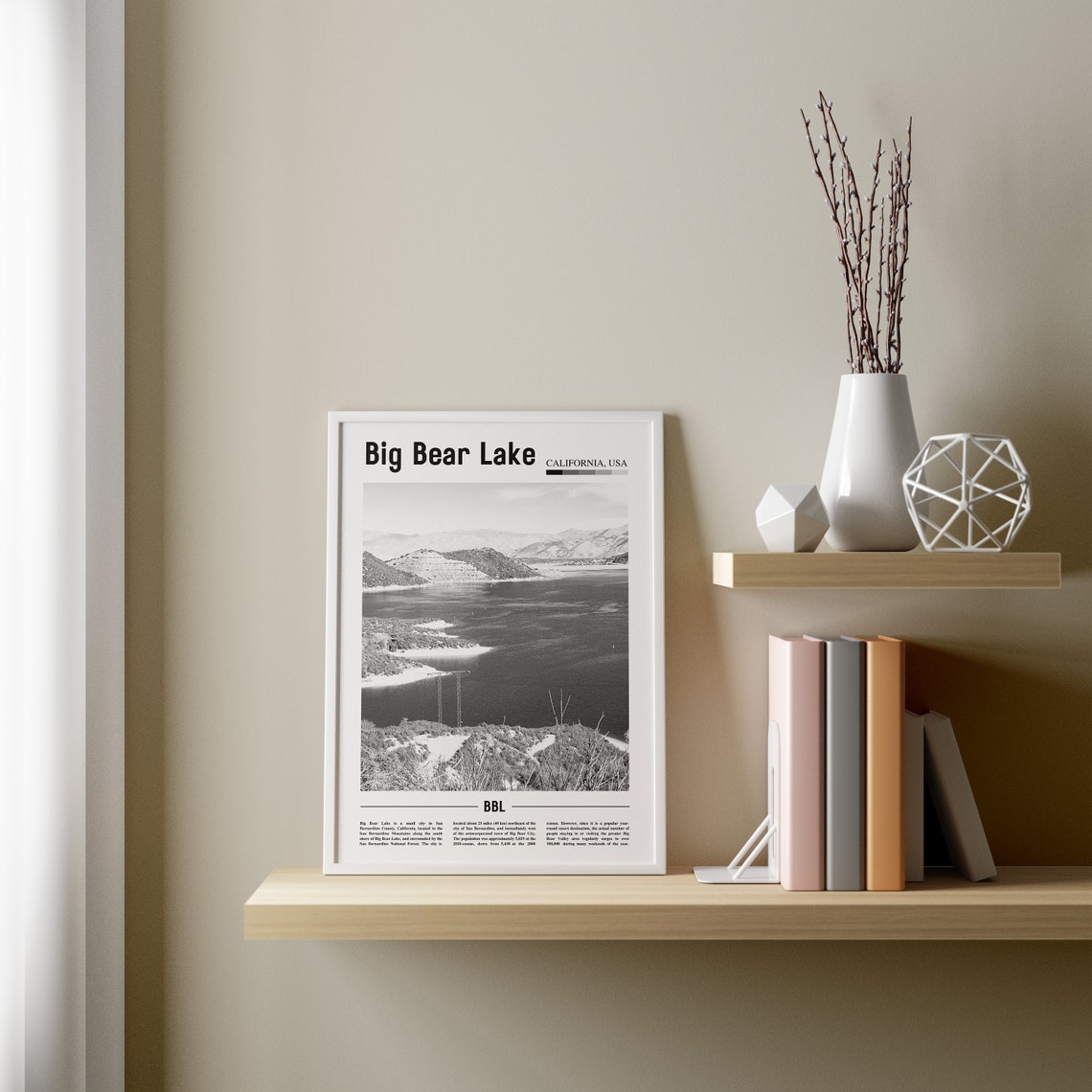 Big Bear Lake Print Black And White Big Bear Lake Poster Big Bear Lake Wall Art Travel Poster City Artwork Travel Artwork Travel Wall Art - Image 3