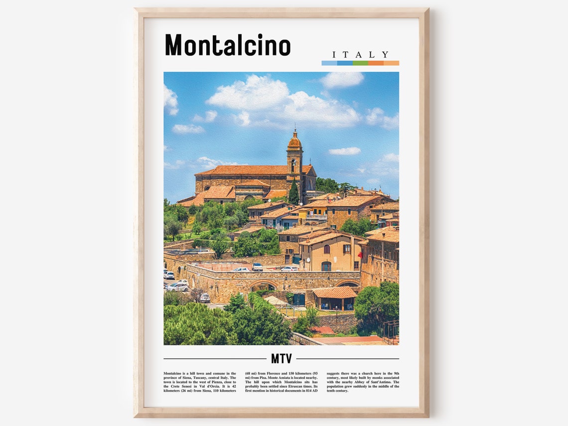 Montalcino Print Montalcino Poster Montalcino Wall Art Oil Painting Poster Colorful City Print City Artwork Travel Artwork Travel Art