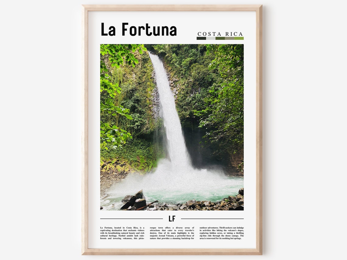 La Fortuna Poster La Fortuna Print La Fortuna Wall Art Central America Poster Central America Print Travel Poster