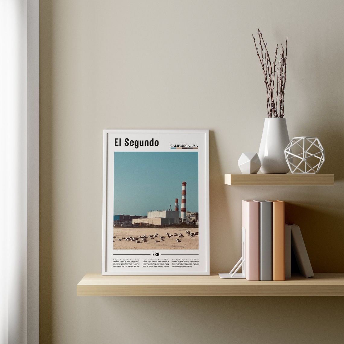 El Segundo Print El Segundo Poster El Segundo Wall Art Minimal Travel Print Minimal City Poster Travel Destination Oil Painting Poster - Image 2