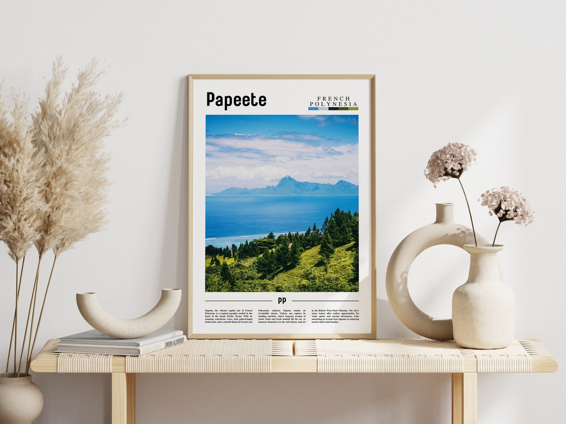 Papeete Poster Papeete Print Papeete Wall Art Minimal Travel Print Travel Destination Oil Painting Poster - Image 6