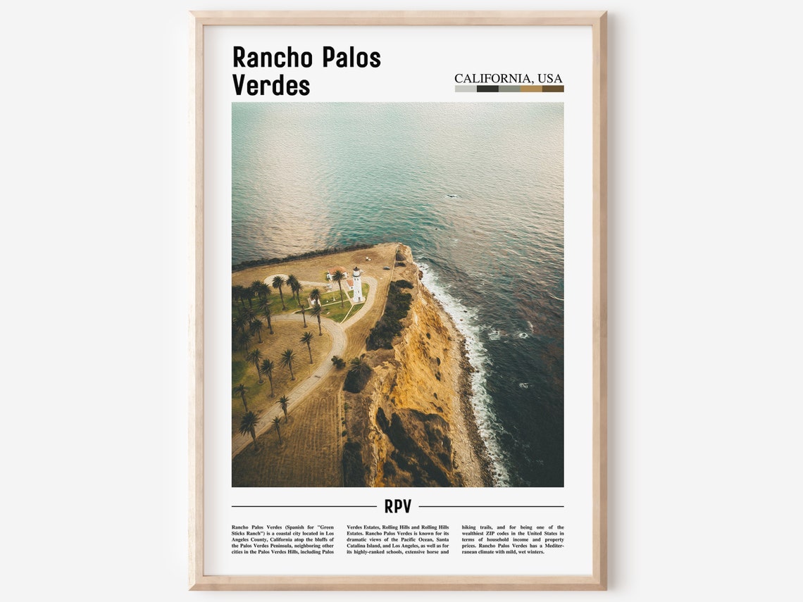 Rancho Palos Verdes Print Rancho Palos Verdes Poster Rancho Palos Verdes Wall Art Minimal Travel Print City Poster Oil Painting Poster