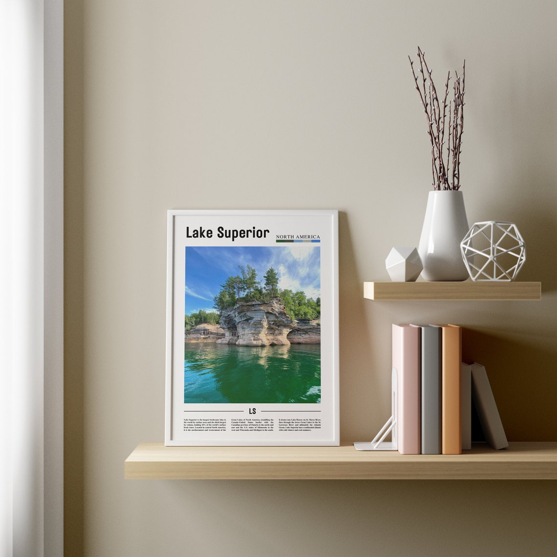 Lake Superior Print Lake Superior Poster Lake Superior Wall Art Minimal Travel Print Minimal City Poster Travel Oil Painting Poster - Image 2