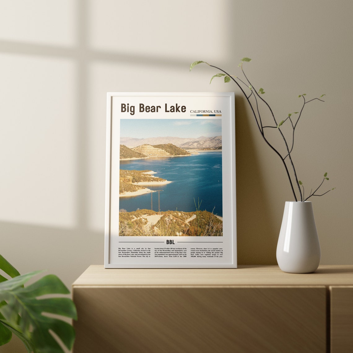 Big Bear Lake Print Big Bear Lake Poster Big Bear Lake Wall Art Oil Painting Poster Colorful City Print City Artwork Travel Wall Art - Image 3