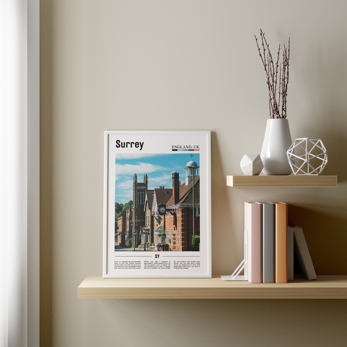 Surrey Print Surrey Poster Surrey Wall Art Oil Painting Poster Colorful City Print City Artwork Travel Artwork Travel Wall Art - Image 3