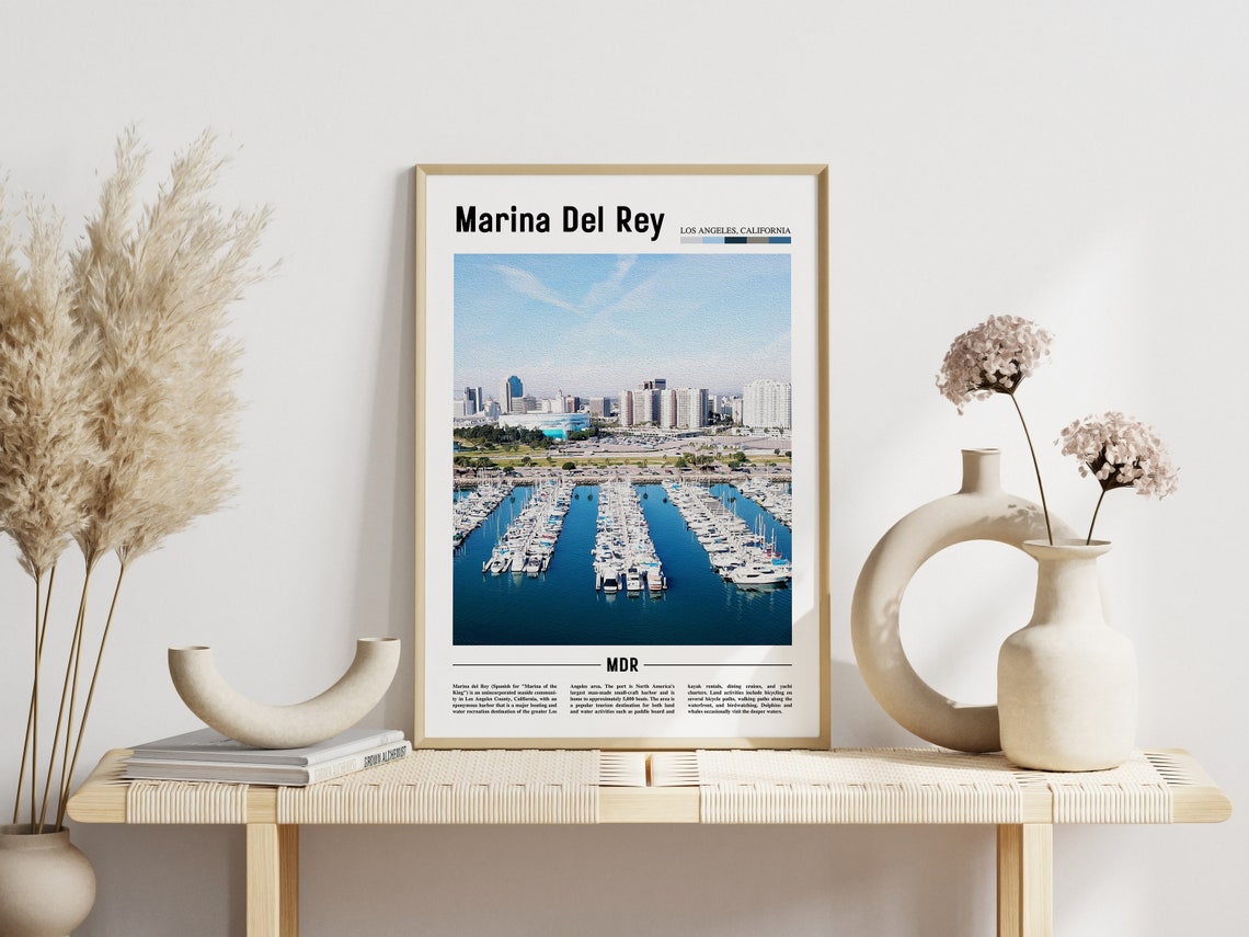 Marina Del Rey Print Marina Del Rey Poster Marina Del Rey Wall Art Minimal Travel Print Minimal Poster Destination Oil Painting Poster - Image 5