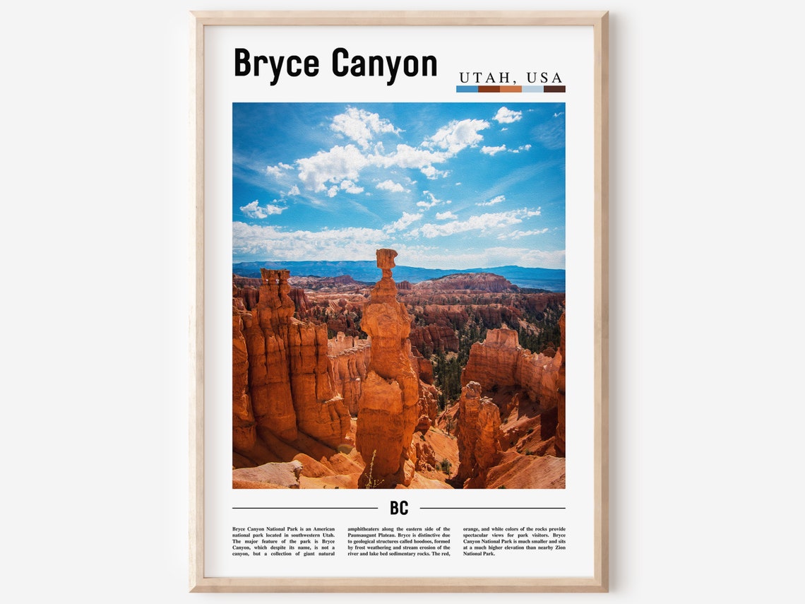 Bryce Canyon Poster Bryce Canyon Print Bryce Canyon Wall Art United States Photo United States Poster United States Print