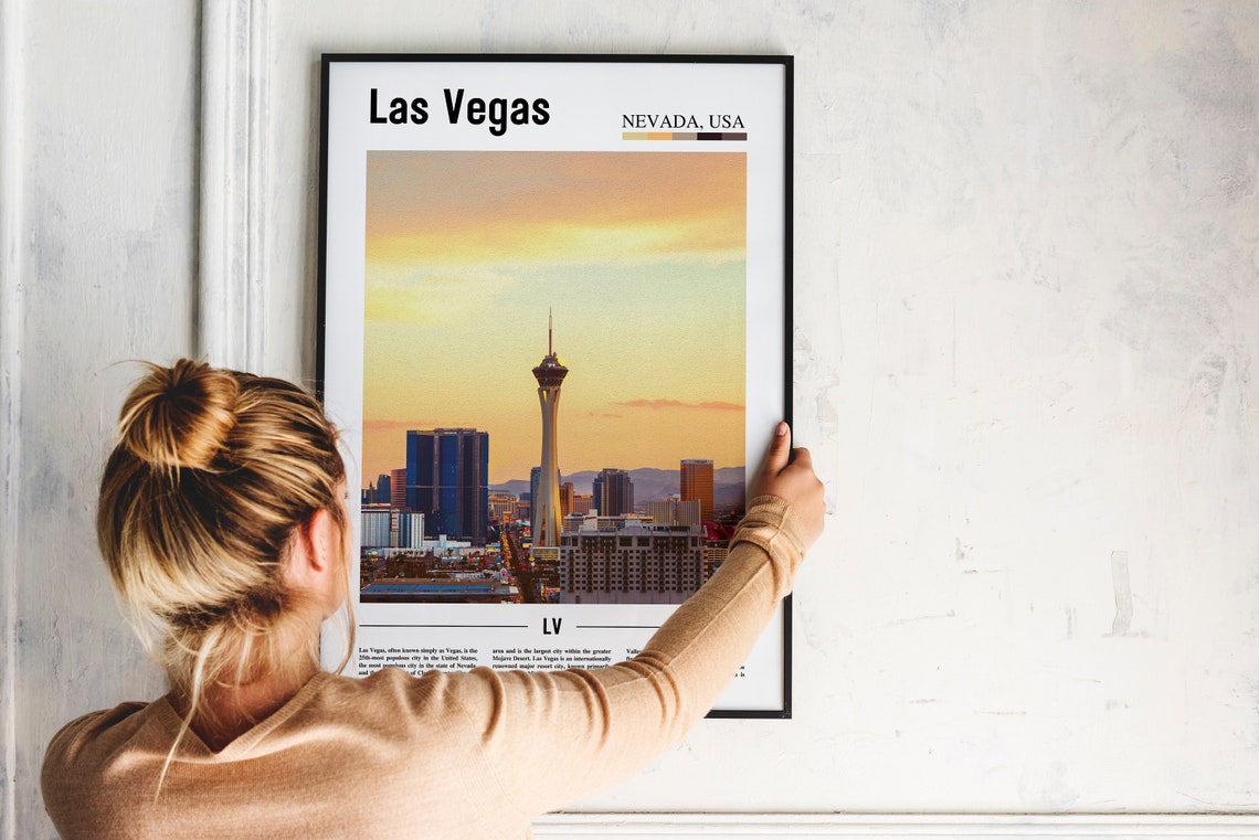 Las Vegas Print Las Vegas Poster Las Vegas Wall Art Oil Painting Poster Colorful City Print City Artwork Travel Artwork Travel Wall Art - Image 4