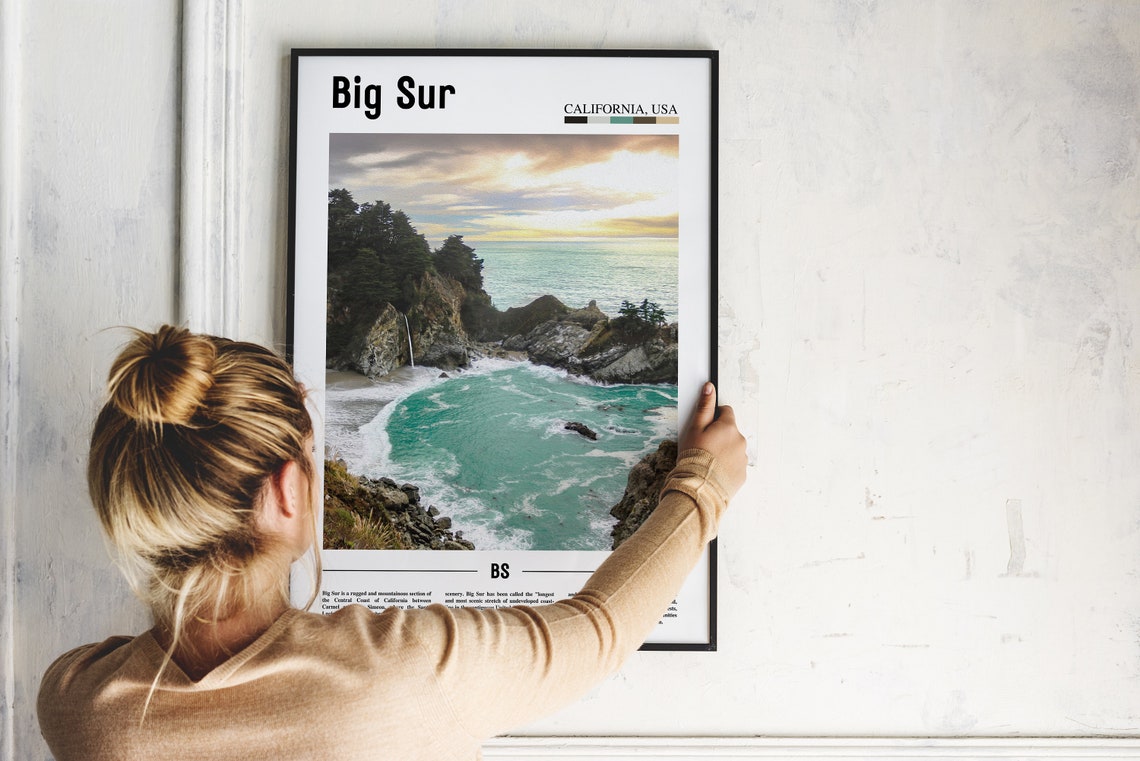 Big Sur Poster Big Sur Print Big Sur Wall Art Minimal Travel Print Minimal City Poster Travel Destination Oil Painting Poster - Image 4