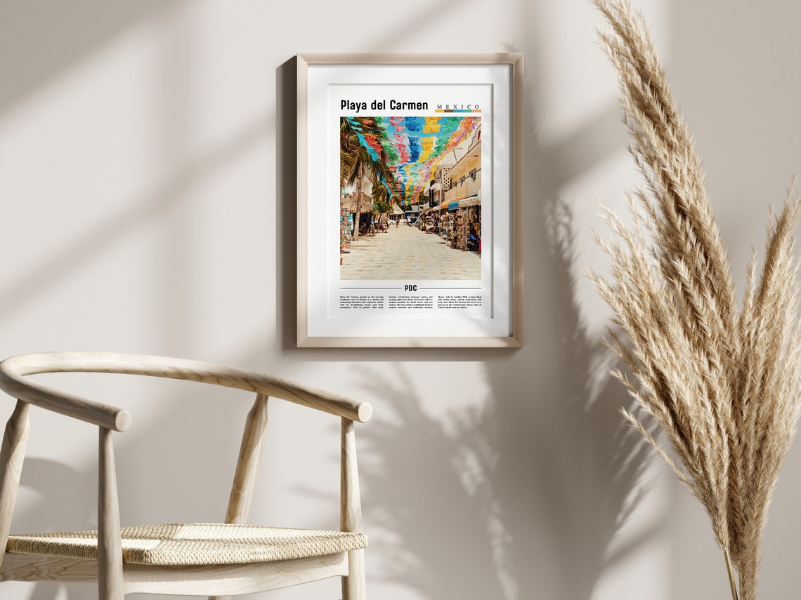 Playa Del Carmen Poster Playa Del Carmen Print Playa Del Carmen Wall Art Minimal Travel Print Travel Destination Oil Painting Poster - Image 2