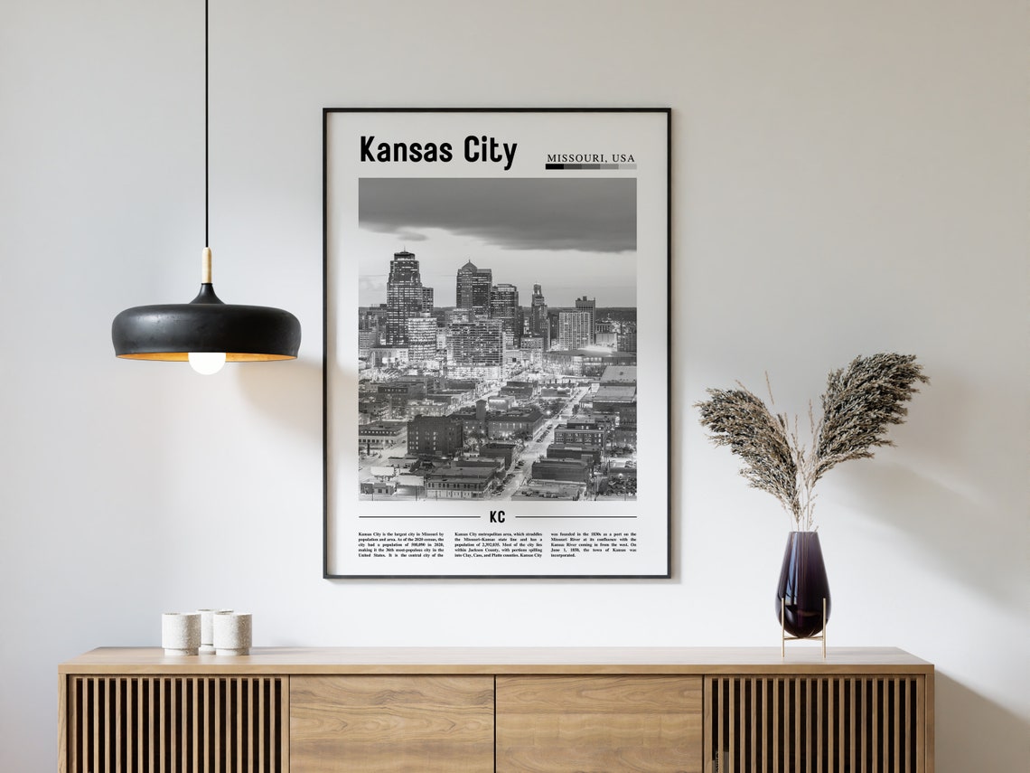 Kansas City Poster Black And White Kansas City Print Black And White Kansas City Wall Art Minimal Travel Print Travel Poster - Image 4