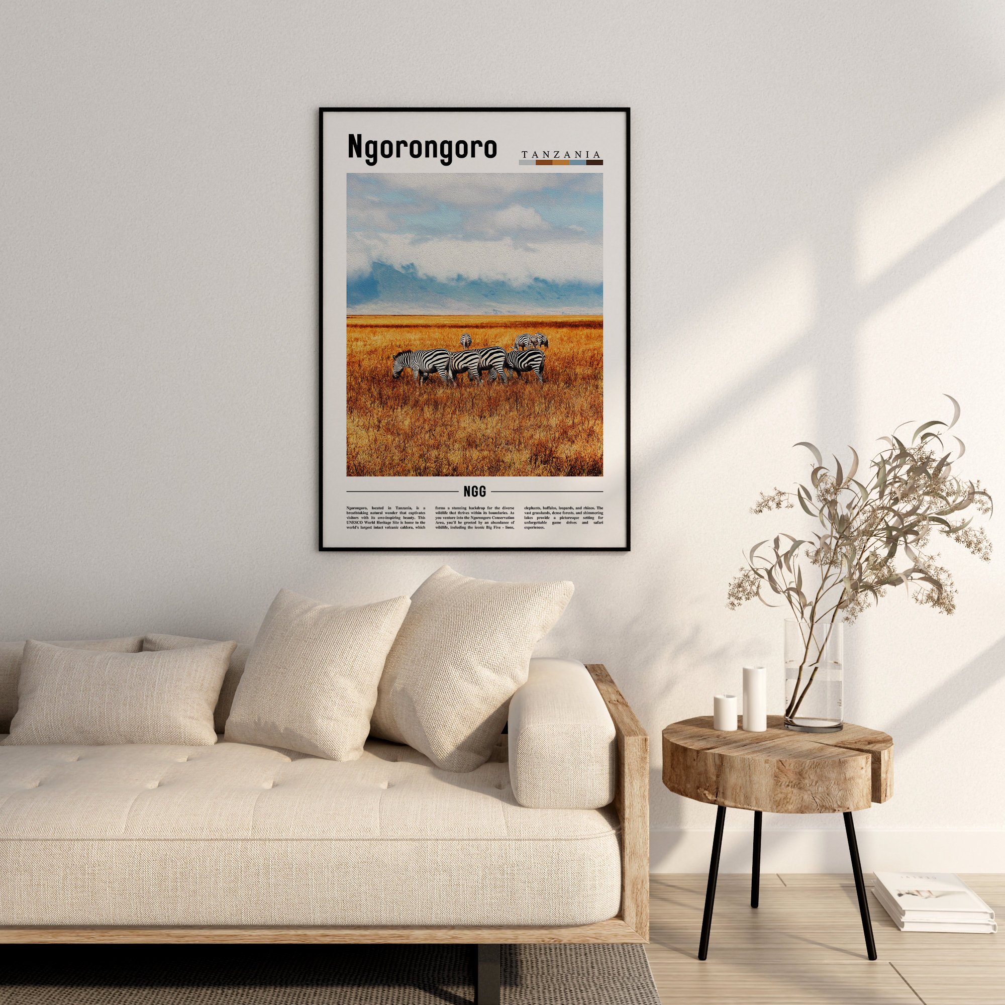Ngorongoro Minimal Travel Poster, Oil Painting - Image 3