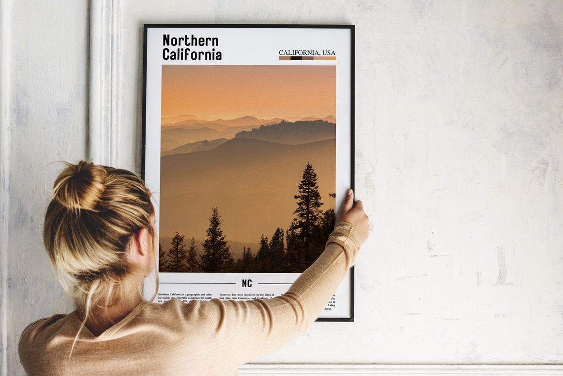 Northern California Print Northern California Poster Northern California Wall Art Minimal Travel Print City Poster Oil Painting Poster - Image 4