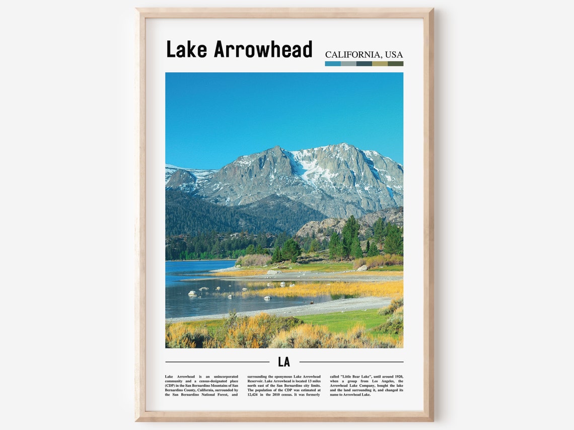 Lake Arrowhead Print Lake Arrowhead Poster Lake Arrowhead Wall Art Oil Painting Poster Colorful City Print Travel Artwork Travel Wall Art