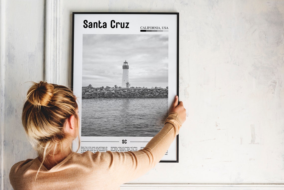 Santa Cruz Print Black And White Santa Cruz Poster Santa Cruz Wall Art Travel Poster City Artwork Travel Artwork Travel City Wall Art - Image 4