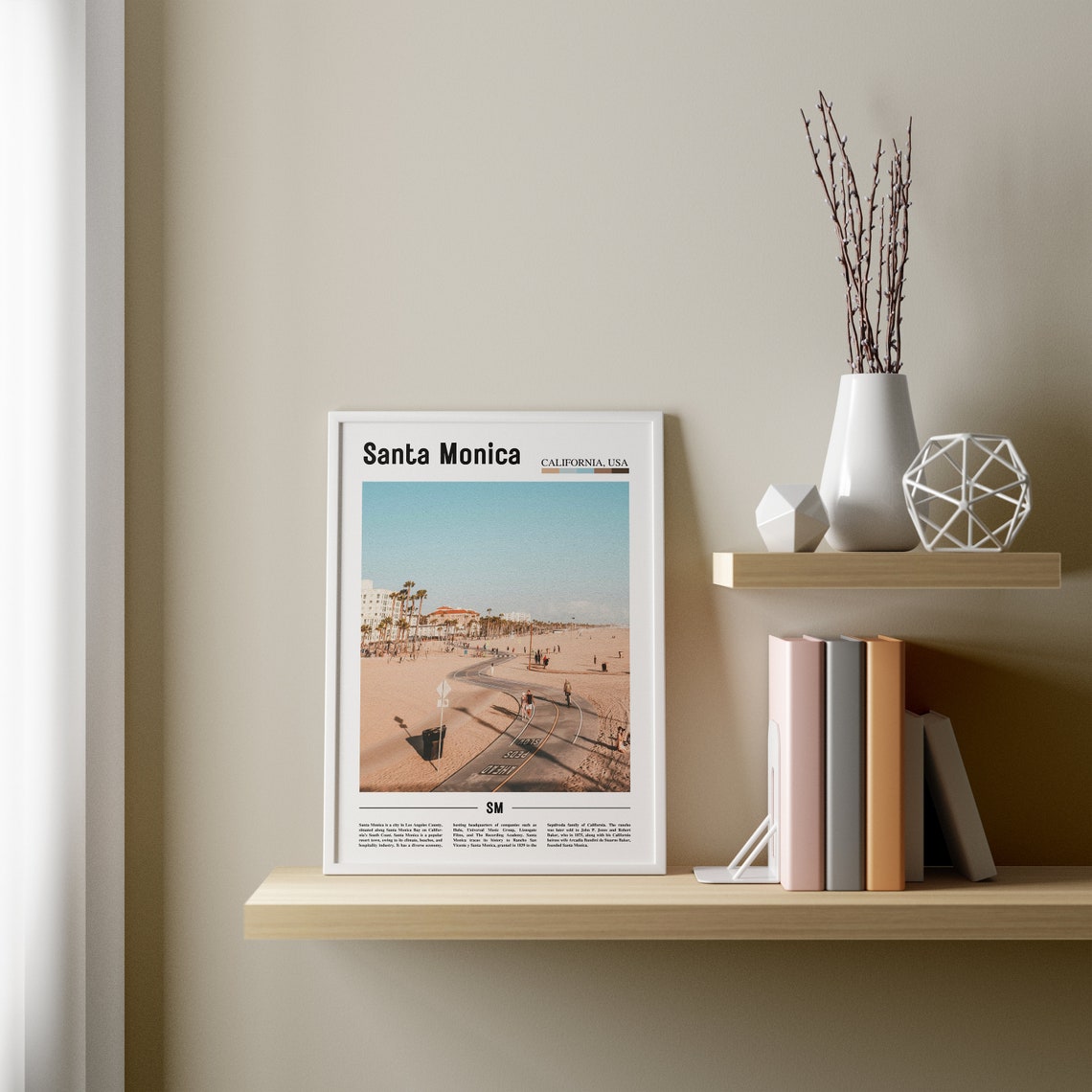 Santa Monica Print Santa Monica Poster Santa Monica Wall Art Minimal Travel Print Minimal City Poster Destination Oil Painting Poster - Image 3