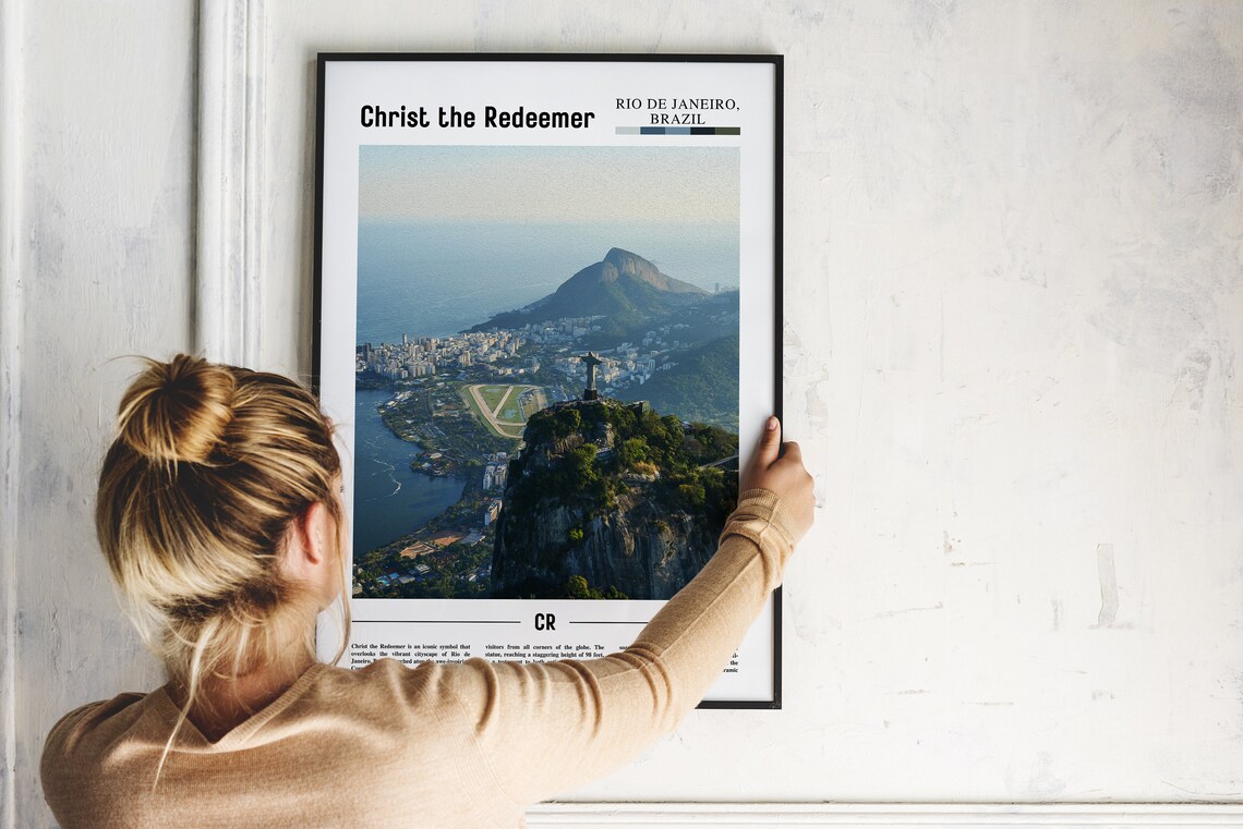 Christ The Redeemer Poster Christ The Redeemer Print Christ The Redeemer Wall Art Minimal Travel Print Oil Painting Poster - Image 5