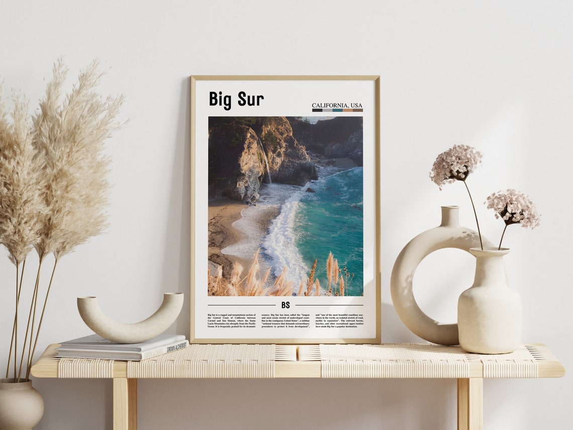 Big Sur Poster Big Sur Print Big Sur Wall Art Minimal Travel Print Minimal City Poster Travel Destination Oil Painting Poster - Image 5