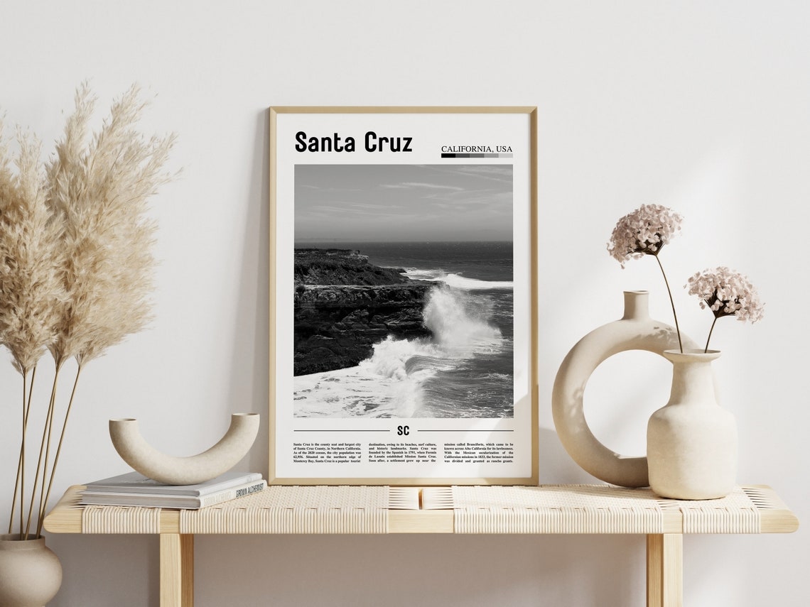 Santa Cruz Poster Black And White Santa Cruz Print Black And White Santa Cruz Wall Art Minimal Travel Print Travel Poster - Image 6