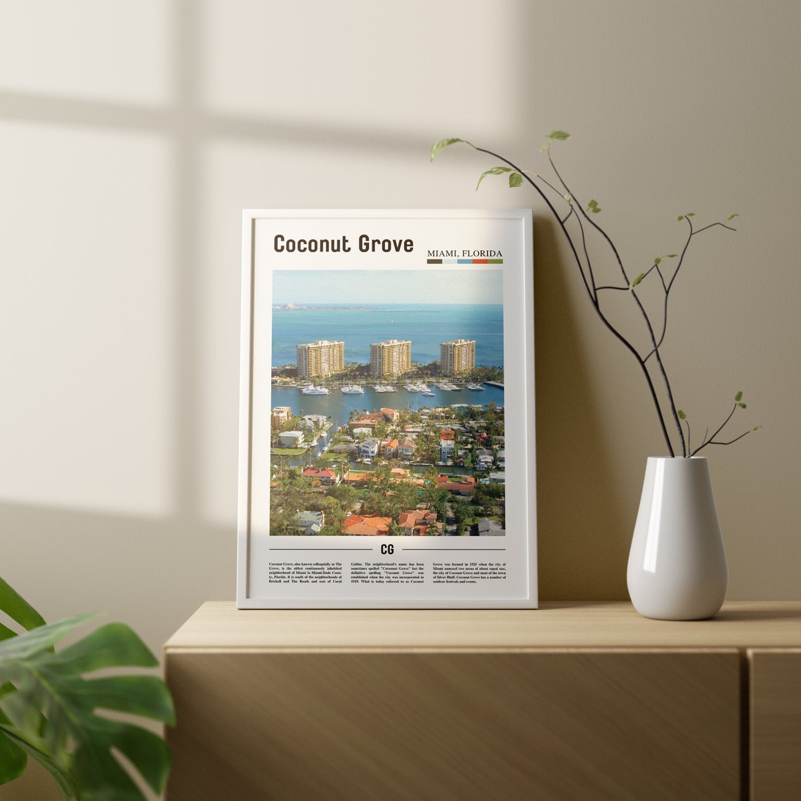 Coconut Grove Print Coconut Grove Poster Coconut Grove Wall Art Oil Painting Poster City Print City Artwork Travel Artwork Travel Art - Image 3