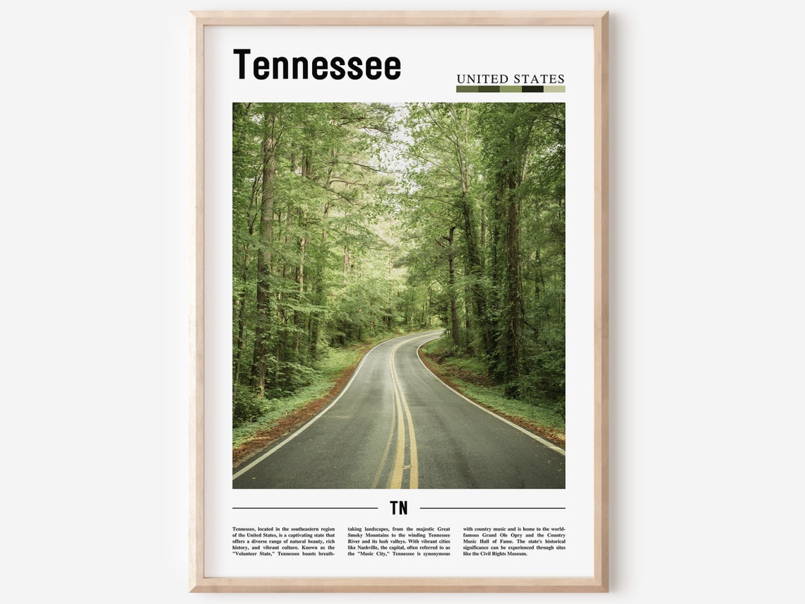 Tennessee Poster Tennessee Print Tennessee Wall Art United States Photo United States Poster United States Print