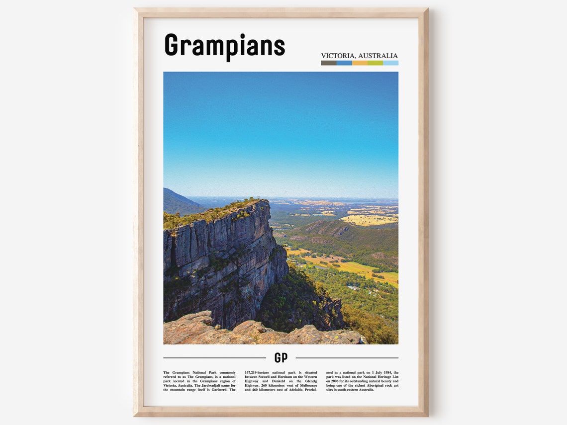 Grampians Print Grampians Poster Grampians Wall Art Oil Painting Poster Colorful City Print City Artwork Travel Artwork Travel Wall Art