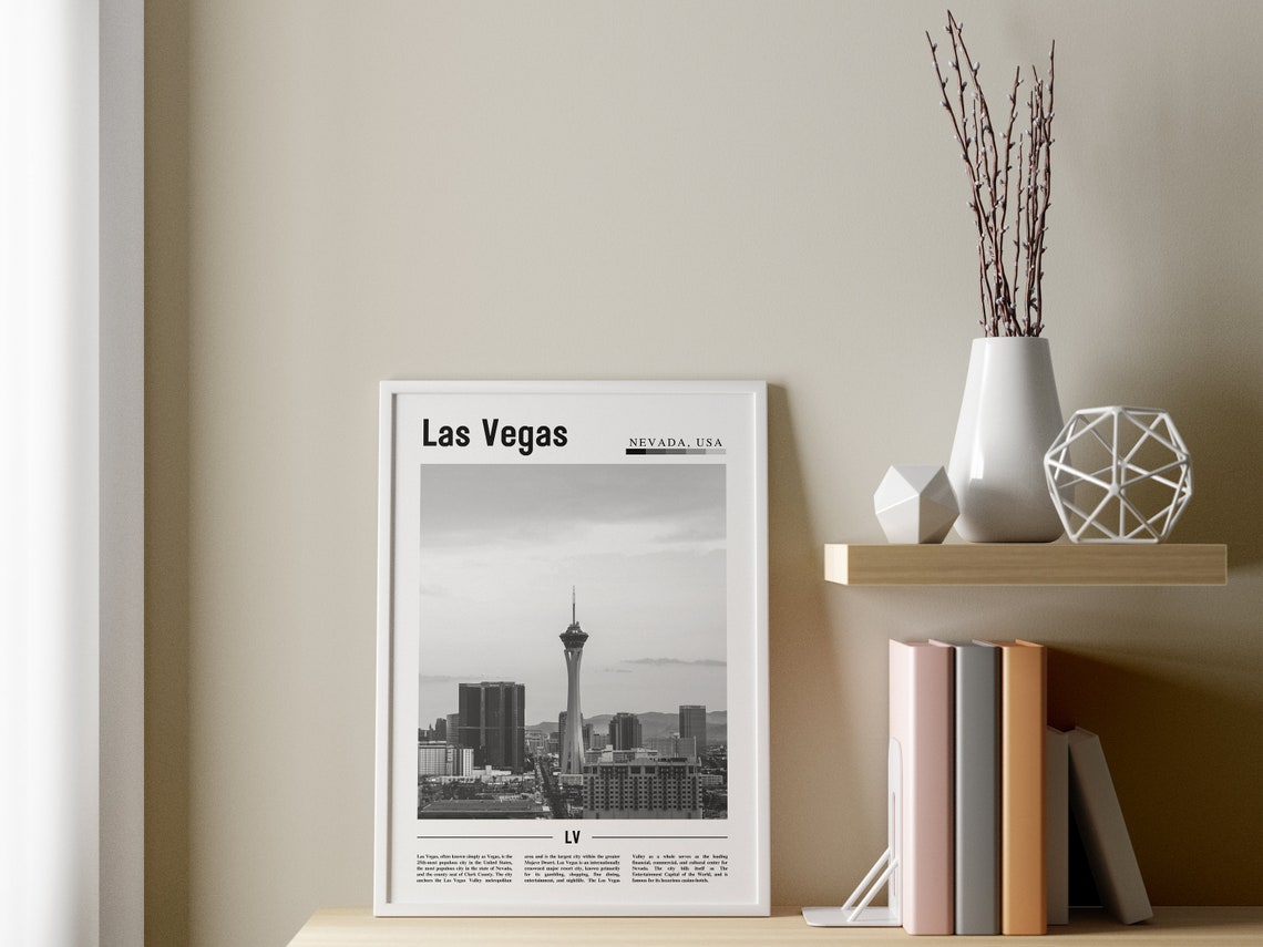 Las Vegas Poster Black And White Las Vegas Print Black And White Las Vegas Wall Art Minimal Travel Print Travel Poster - Image 3