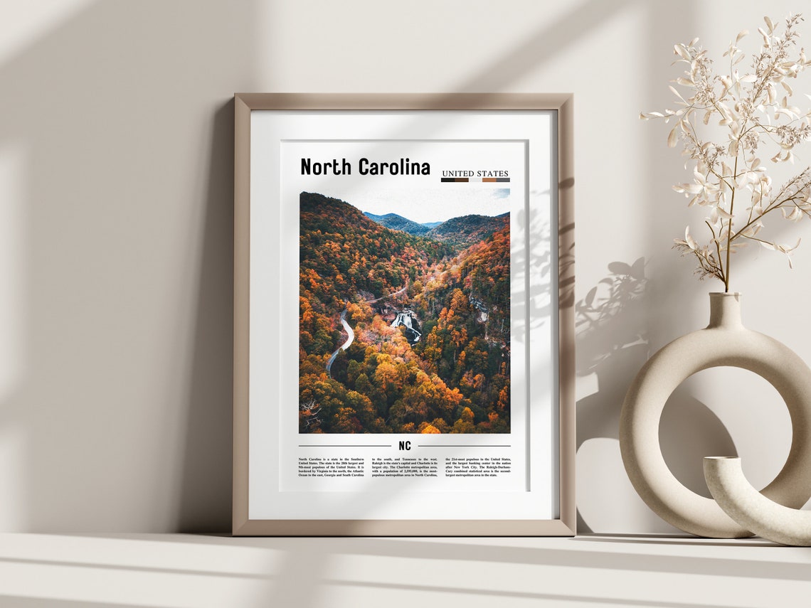 North Carolina Poster North Carolina Print North Carolina Wall Art United States Photo United States Poster United States Print - Image 2