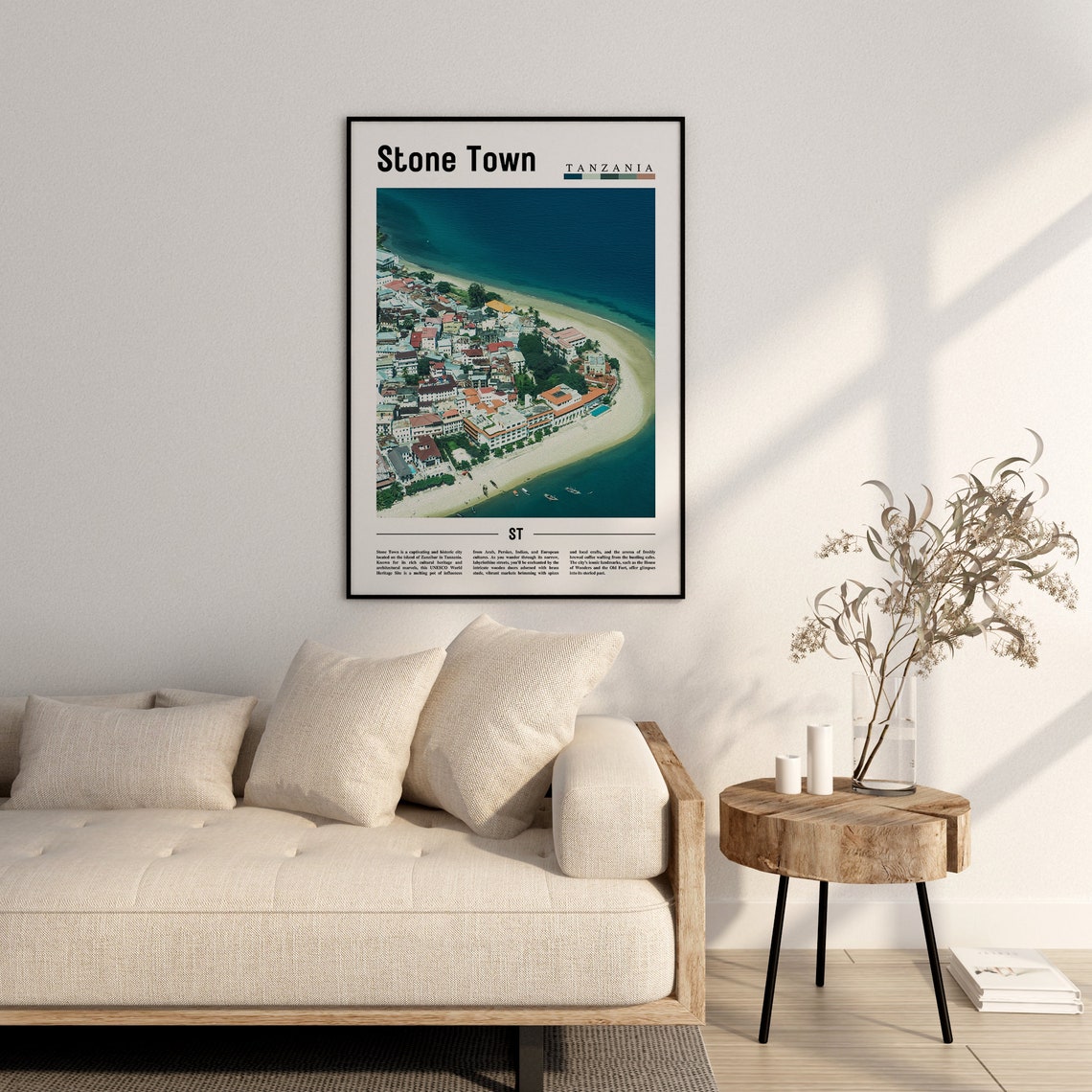 Stone Town Poster Stone Town Print Stone Town Wall Art Minimal Travel Print Travel Destination Oil Painting Poster - Image 3