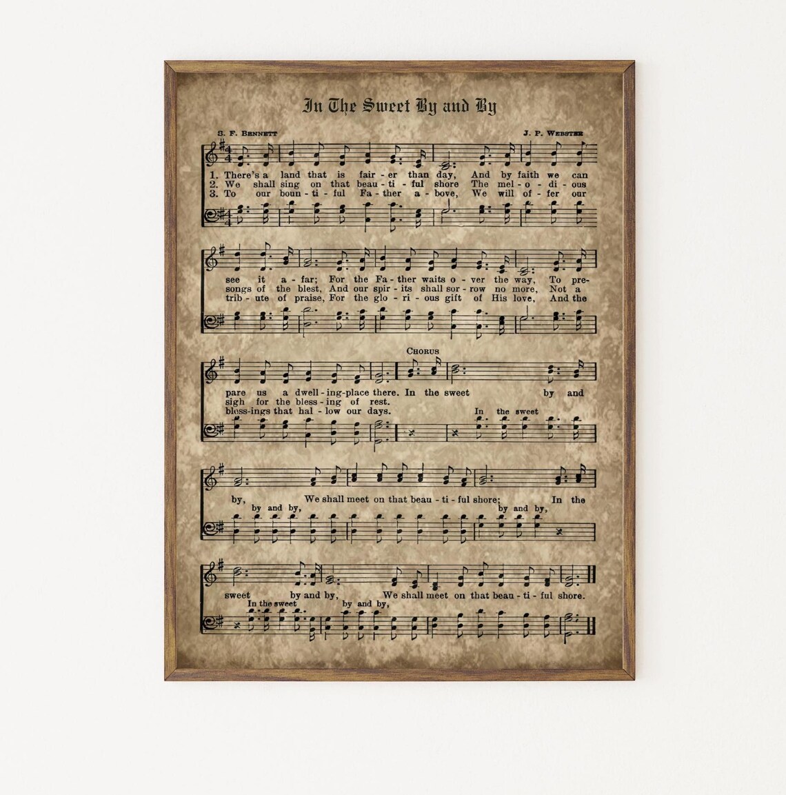In the Sweet By and By Vintage Christian Hymn Sheet Music Wall Art - Image 2